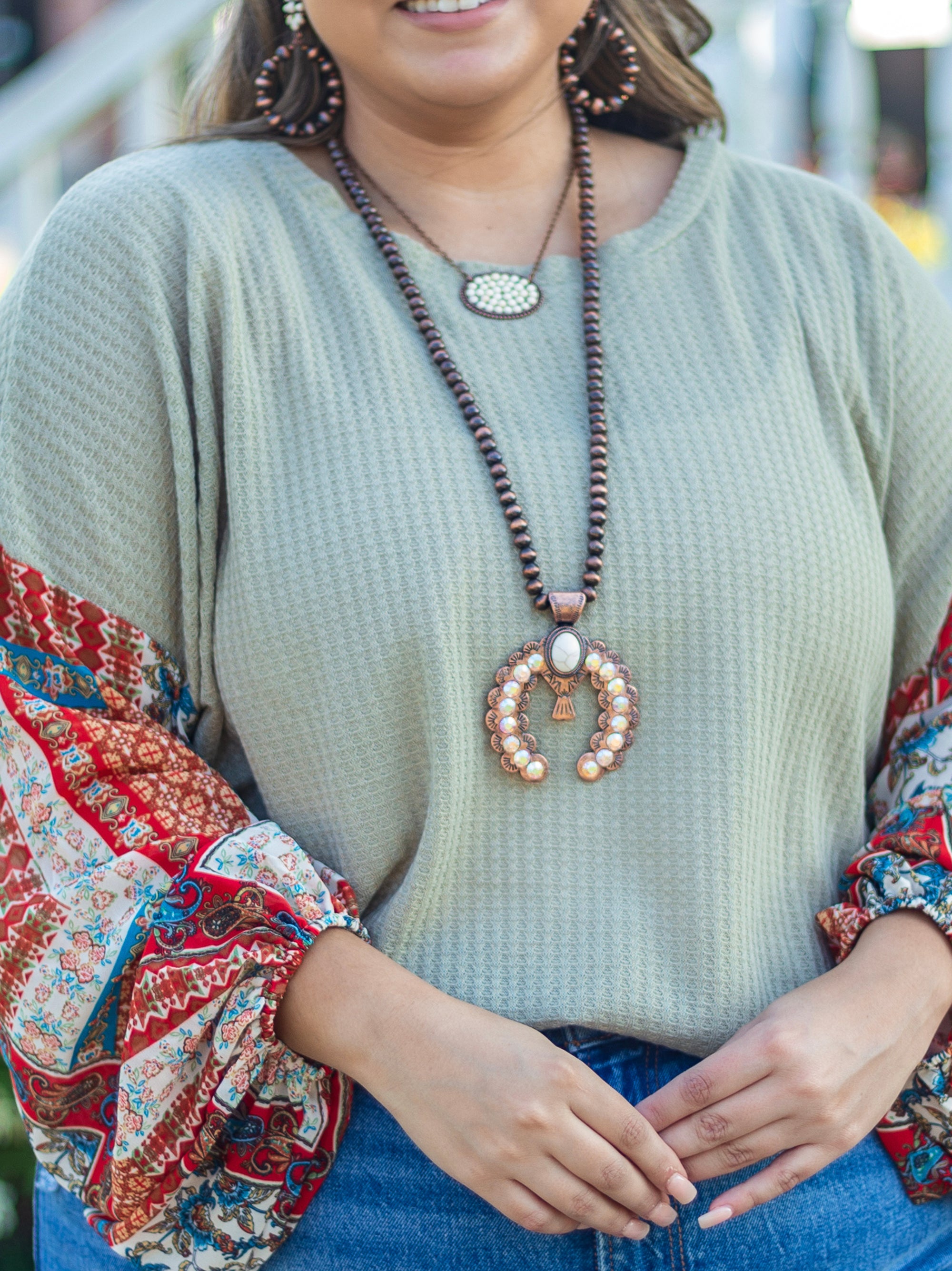 Should've Been A Cowgirl Squash Blossom Beaded Necklace, Copper