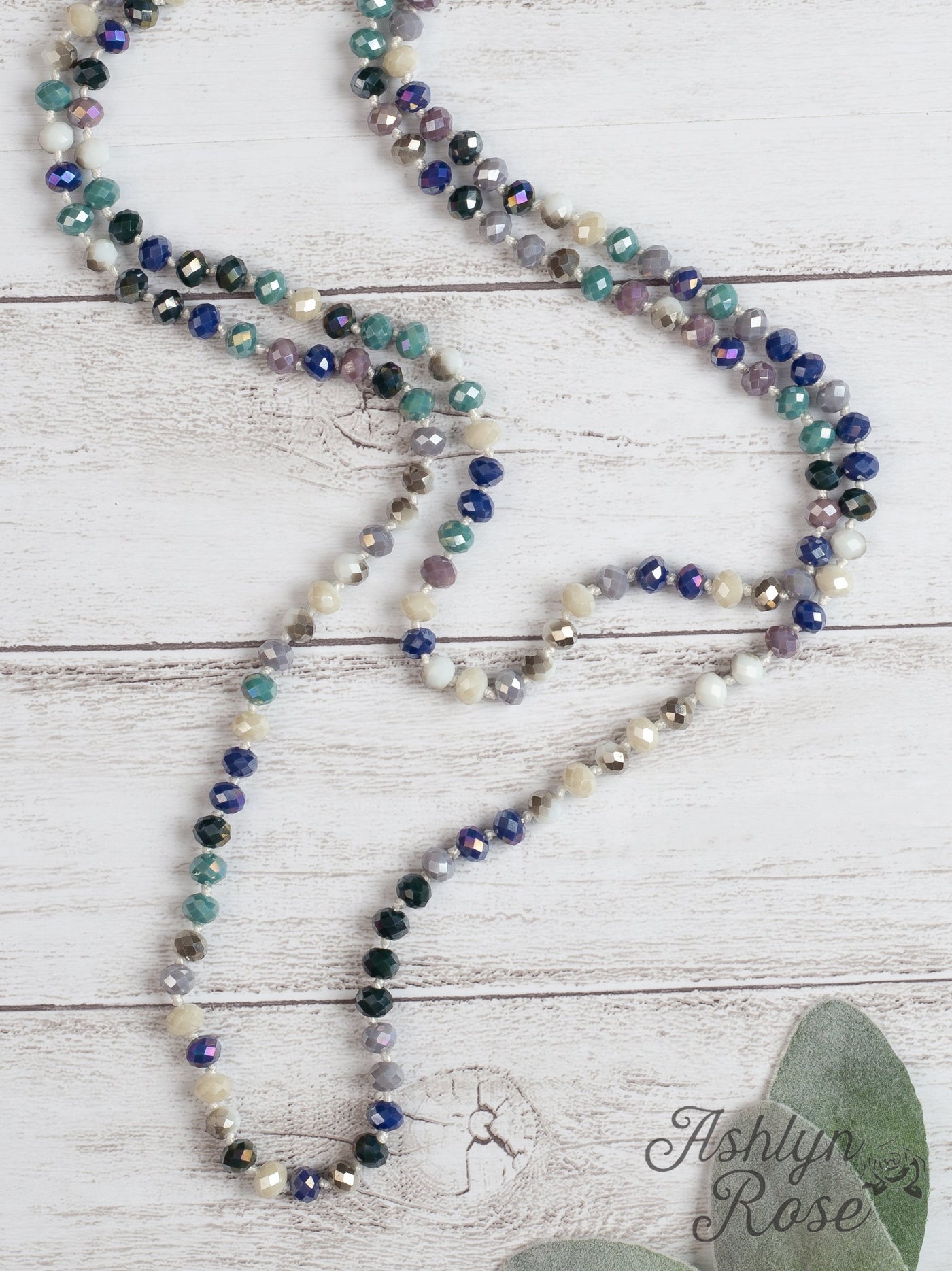 The Essential 60" Double Wrap Beaded Necklace, Ocean Mix