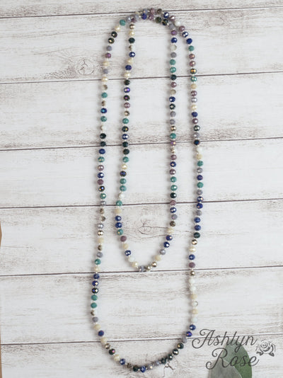 The Essential 60" Double Wrap Beaded Necklace, Ocean Mix