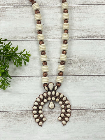 Western Style Cream Squash Blossom Necklace