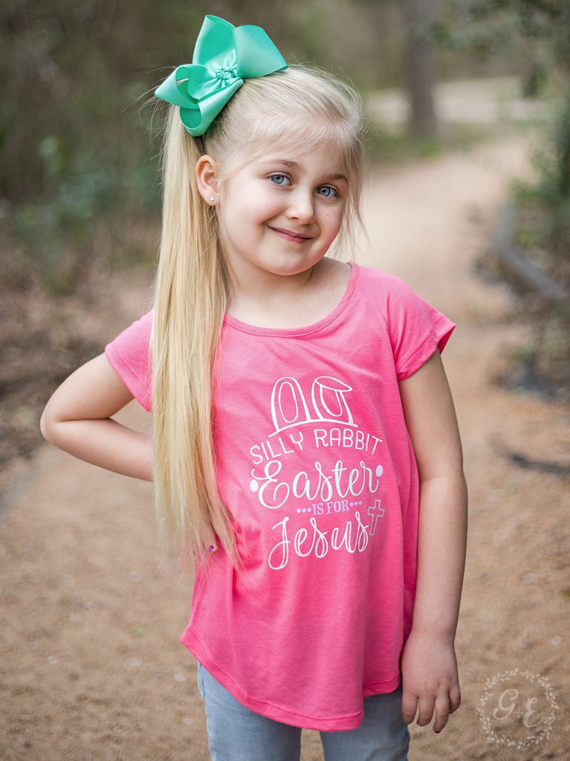 Girls' Silly Rabbit Easter is for Jesus on Hot Pink Shortsleeve Tee