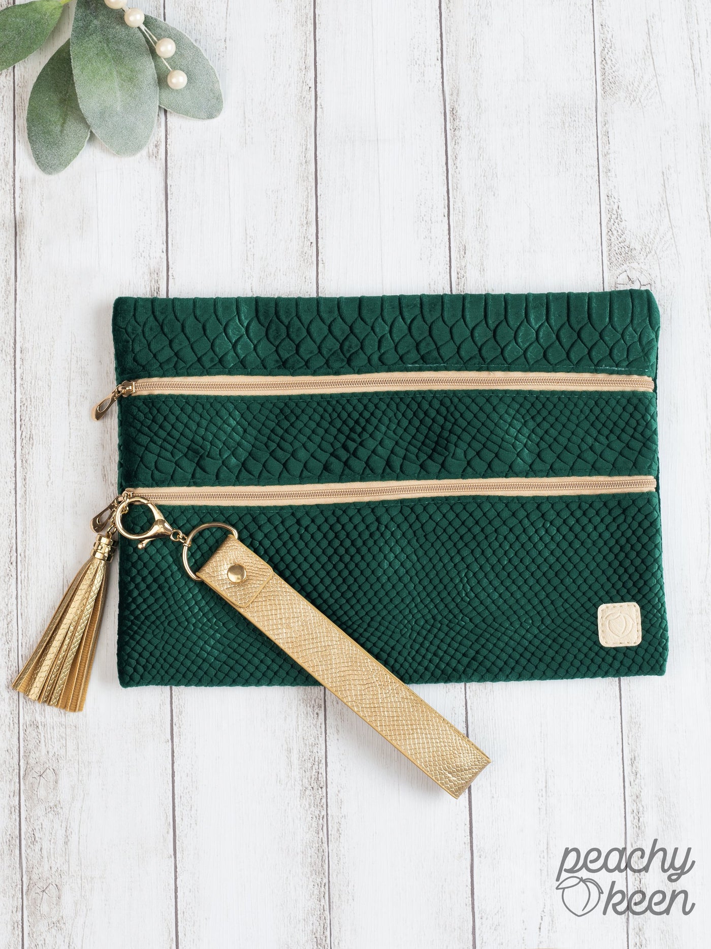 Soft and Sassy with Velvet Fabric Double Zipper Versi Bag, Green