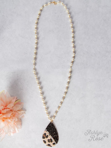 Split Between Shine and Grind Teardrop Necklace, Black